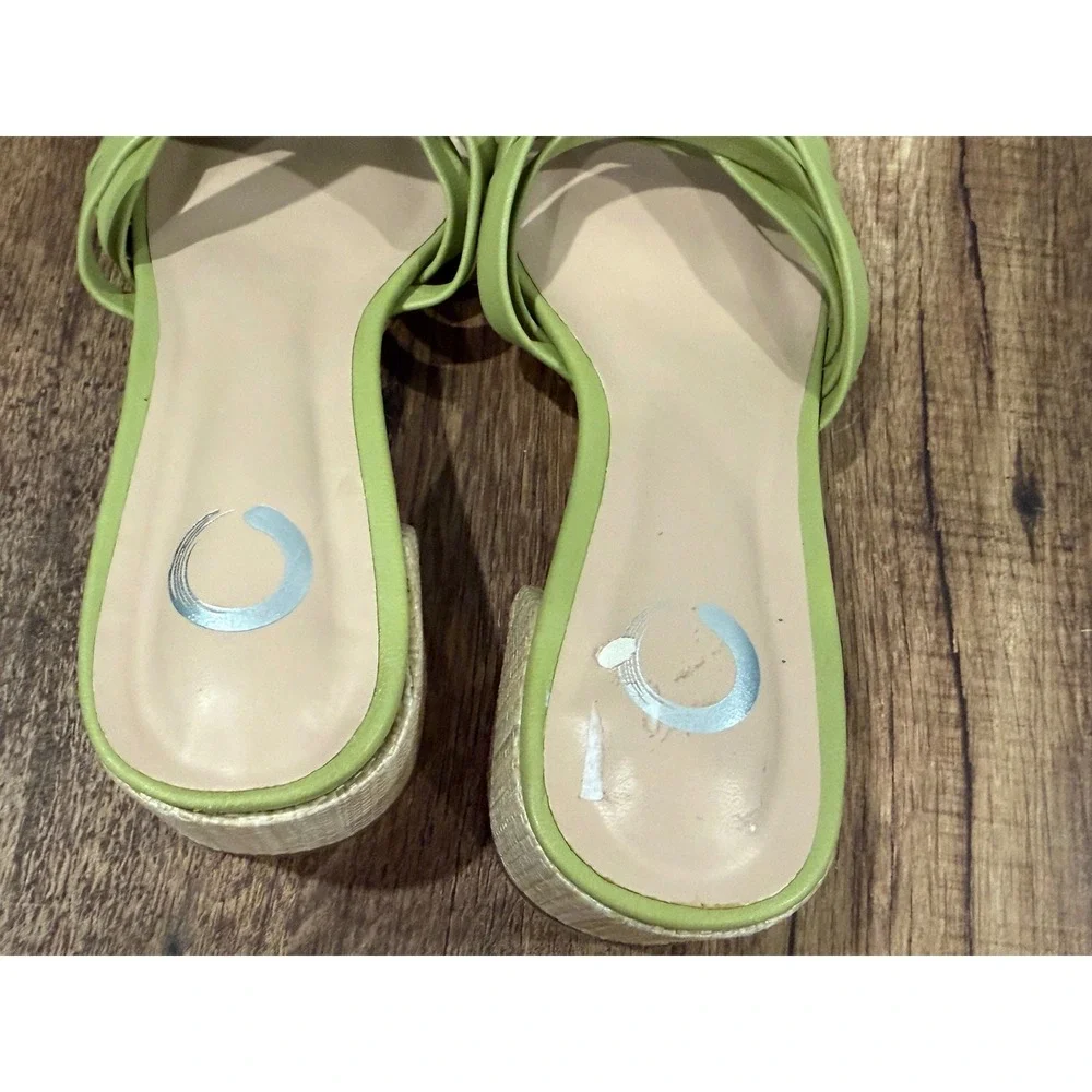 Journee Collection Moree Light Green Open‎ Square Toe Block Heel Slide Sandals 7